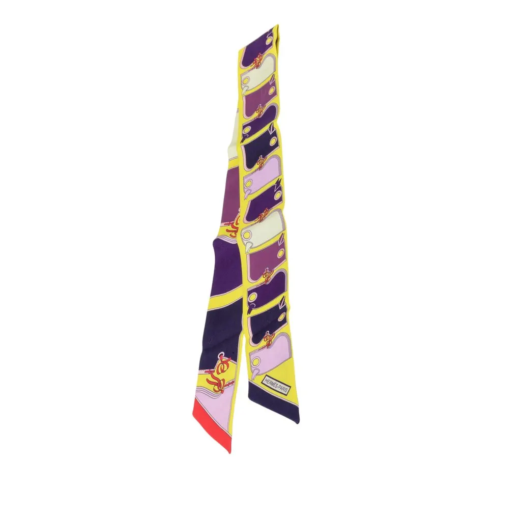 Hermès Camails Twilly Silk Scarf Yellow Very good - Front View