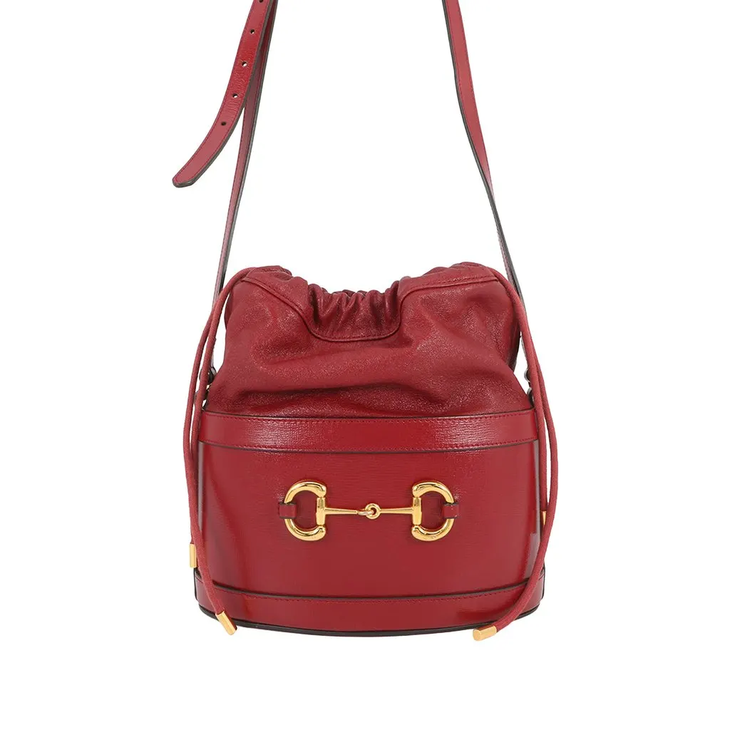 Gucci Calfskin Horsebit 1955 Bucket Bag Red Leather Very good - Front View