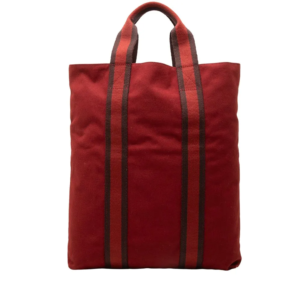 Hermès Canvas Fourre Tout Cabas Red Canvas Very good - Front View