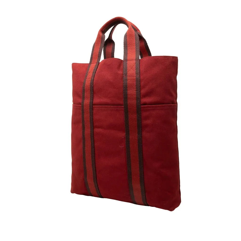 Hermès Canvas Fourre Tout Cabas Red Canvas Very good - Back View