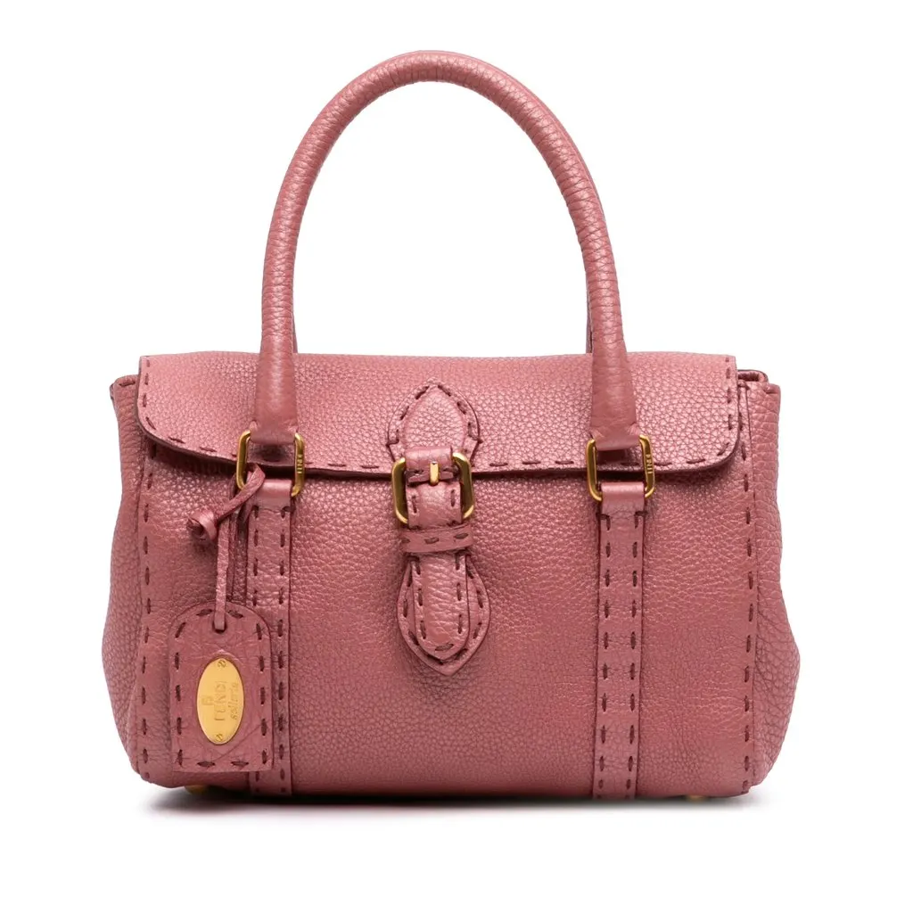 Fendi Mini Leather Selleria Linda Handbag Pink Leather Very good - Front View