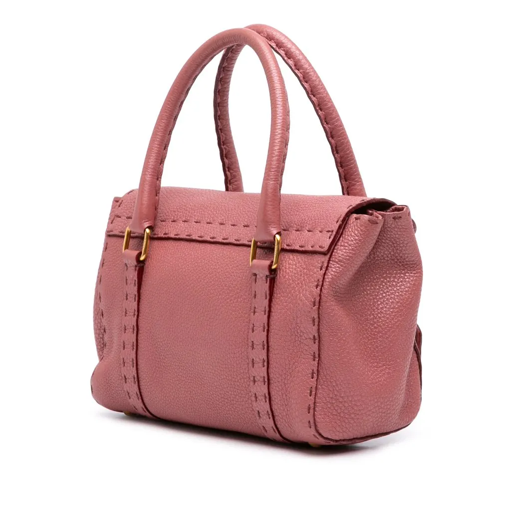 Fendi Mini Leather Selleria Linda Handbag Pink Leather Very good - Back View