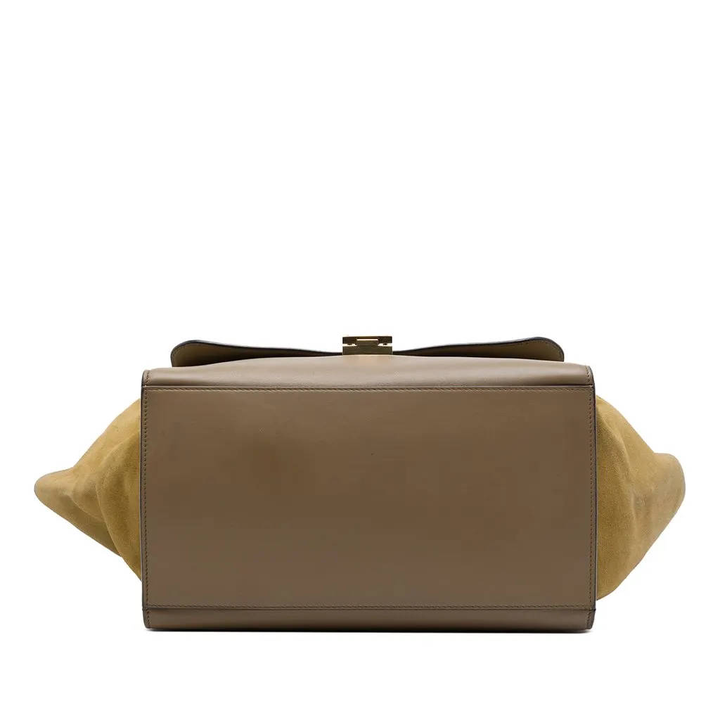 Celine Medium Tricolor Calfskin and Suede Trapeze Satchel Brown Leather Very good - Inside View