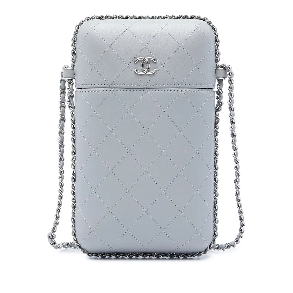 Chanel CC Quilted Lambskin Chain Around Phone Holder MultiColor Leather Very good - Front View