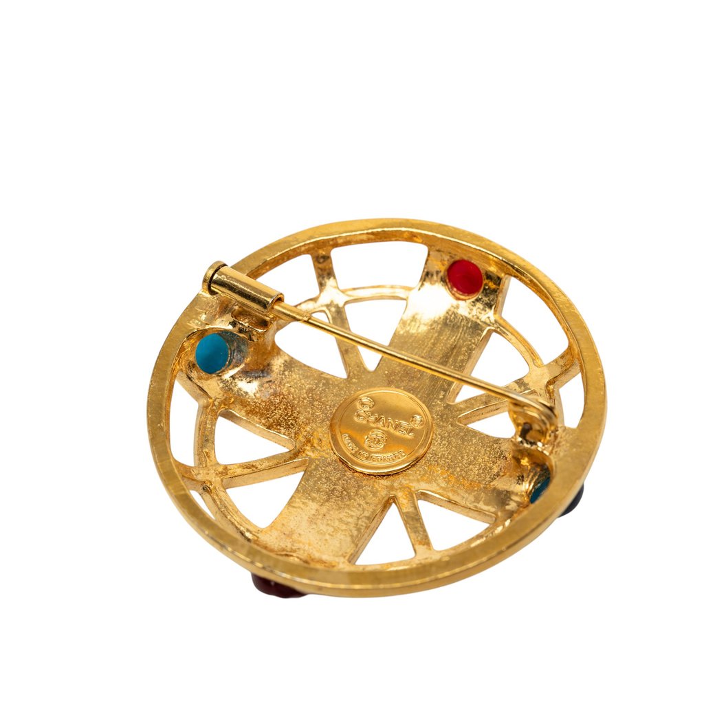 Chanel CC Gold Plated Gripoix Brooch Gold | Libas Collective