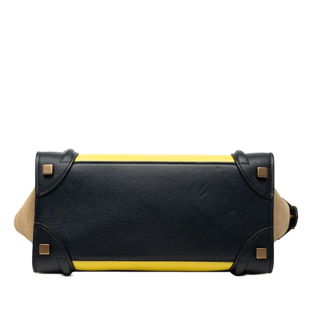 Celine Micro Tricolor Calfskin and Suede Luggage Tote Yellow Leather Good - Inside View