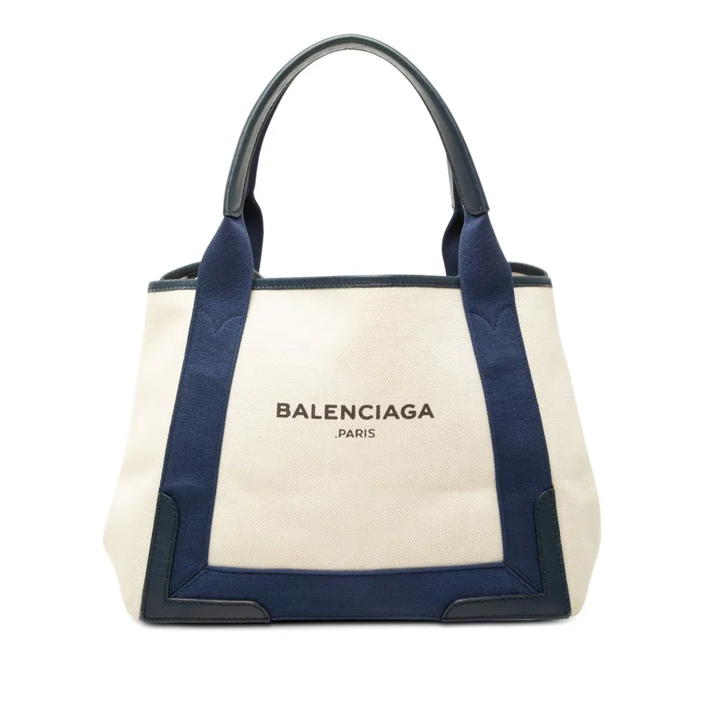 Balenciaga Canvas Navy Cabas Tote S