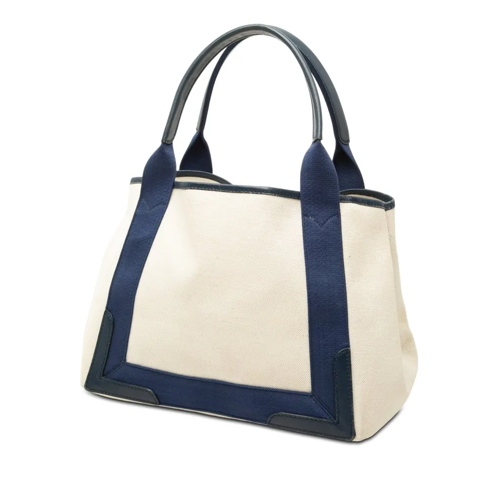 Balenciaga Canvas Navy Cabas Tote S White Canvas Very good - Back View