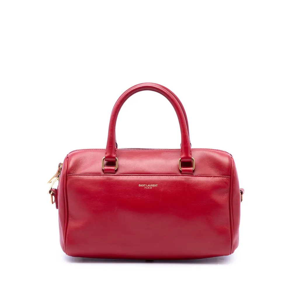 Saint Laurent Baby Leather Classic Duffle Satchel Red Leather Very good - Front View