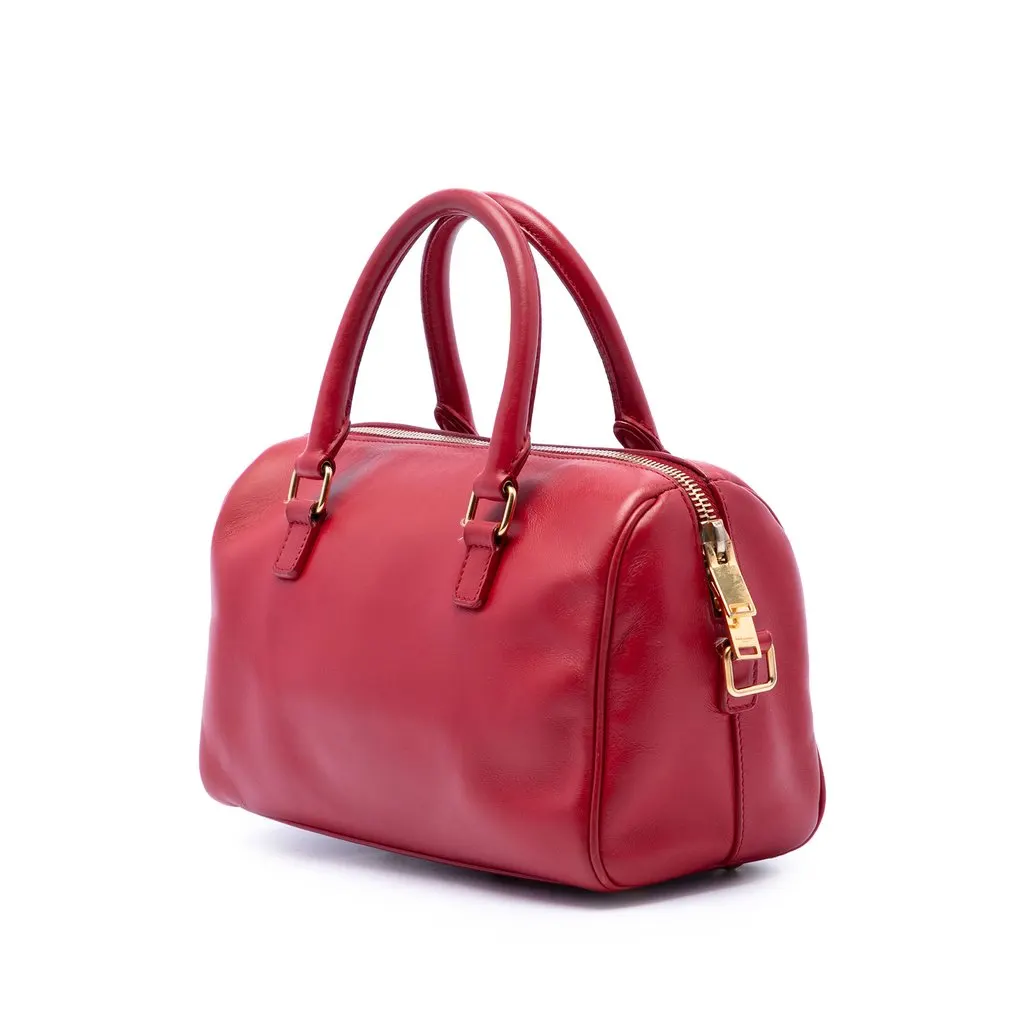 Saint Laurent Baby Leather Classic Duffle Satchel Red Leather Very good - Back View