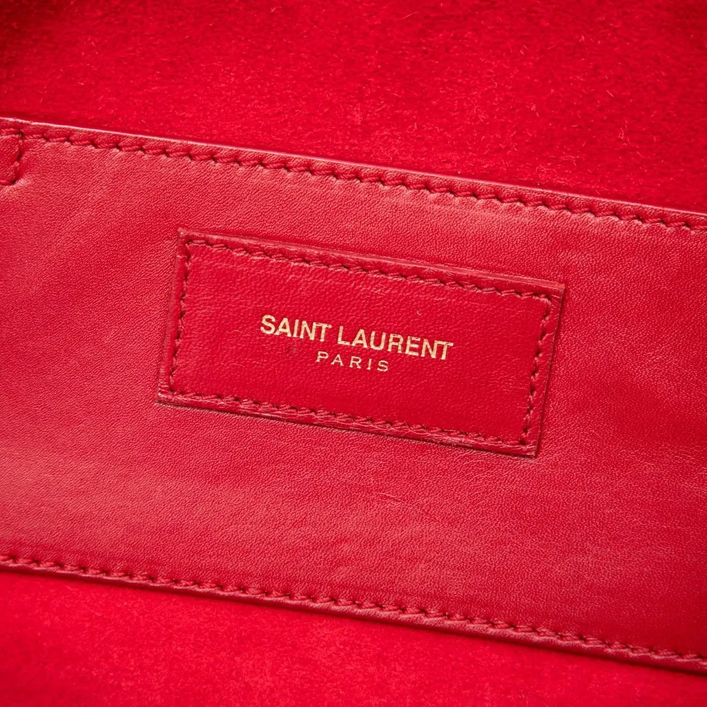 Saint Laurent Baby Leather Classic Duffle Satchel Red Leather Very good - Box View