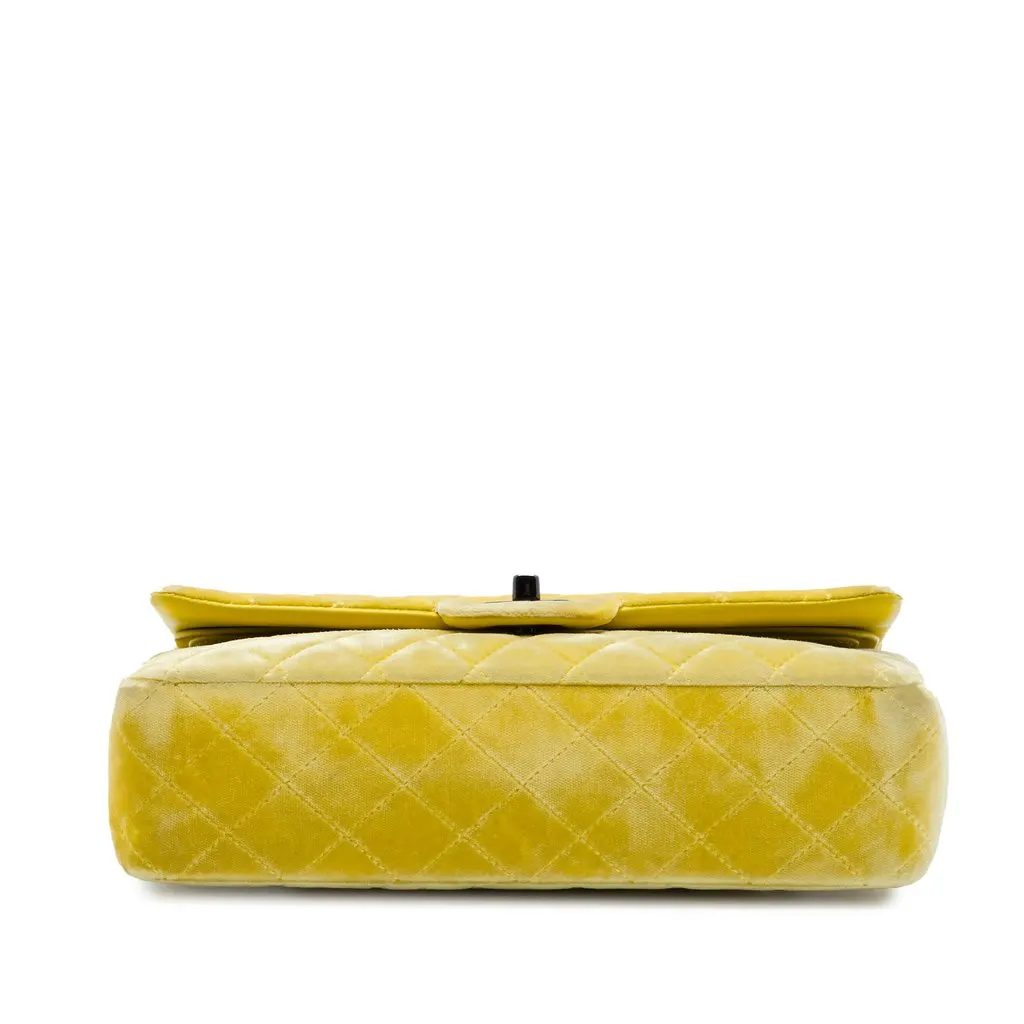 Chanel Medium Classic Velvet Double Flap Yellow Very good - Inside View