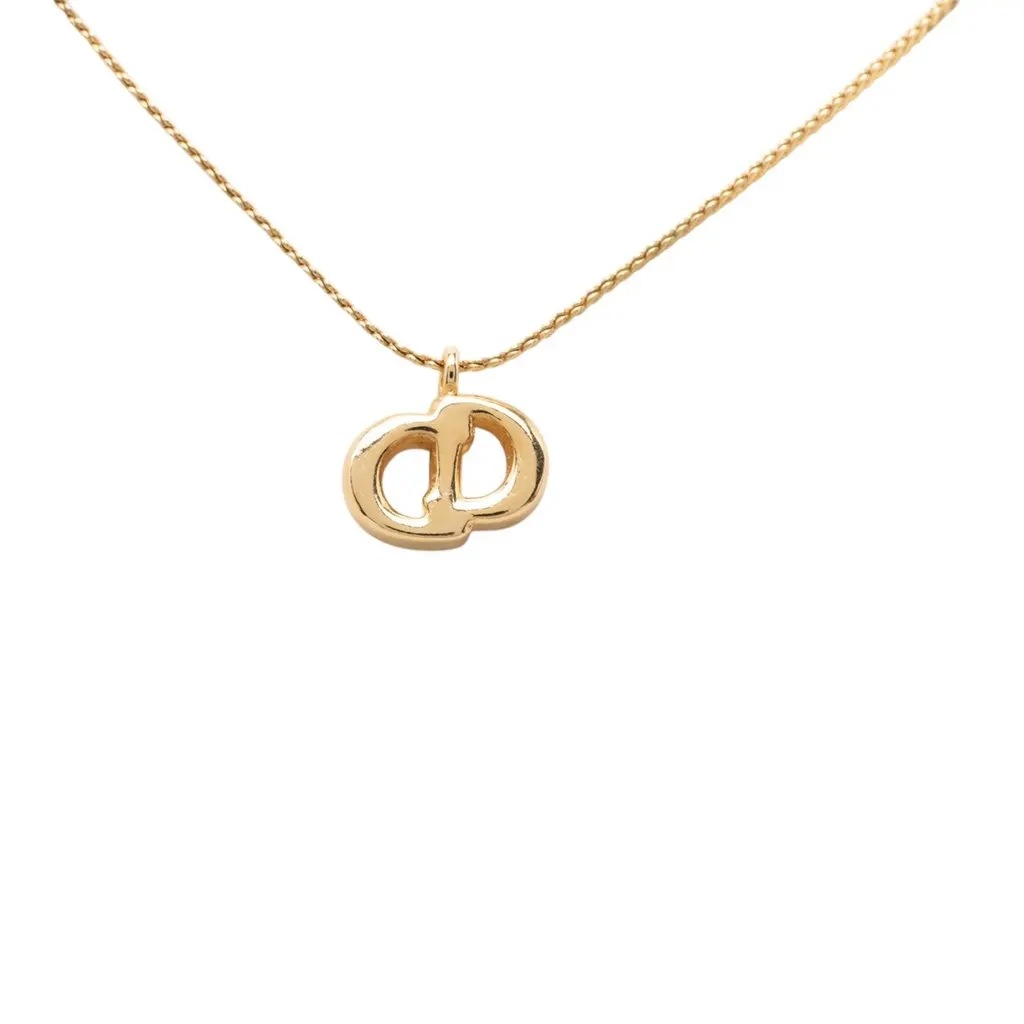 Dior Gold Plated Strass CD Logo Pendant Necklace Gold Metal Very good - Inside View