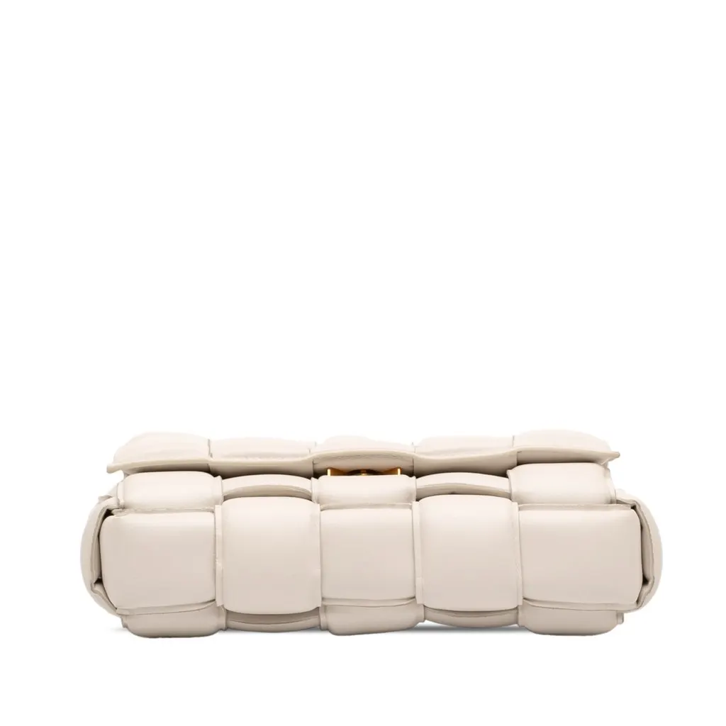 Bottega Veneta Nappa Intrecciato Padded Chain Cassette Satchel White Leather Very good - Inside View