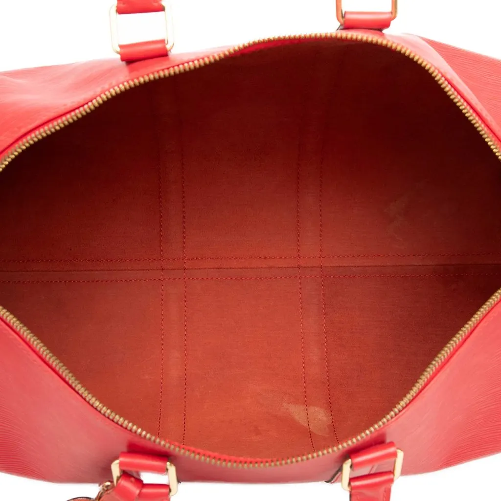 Louis Vuitton Epi Keepall 45 Red Leather Good - Model View