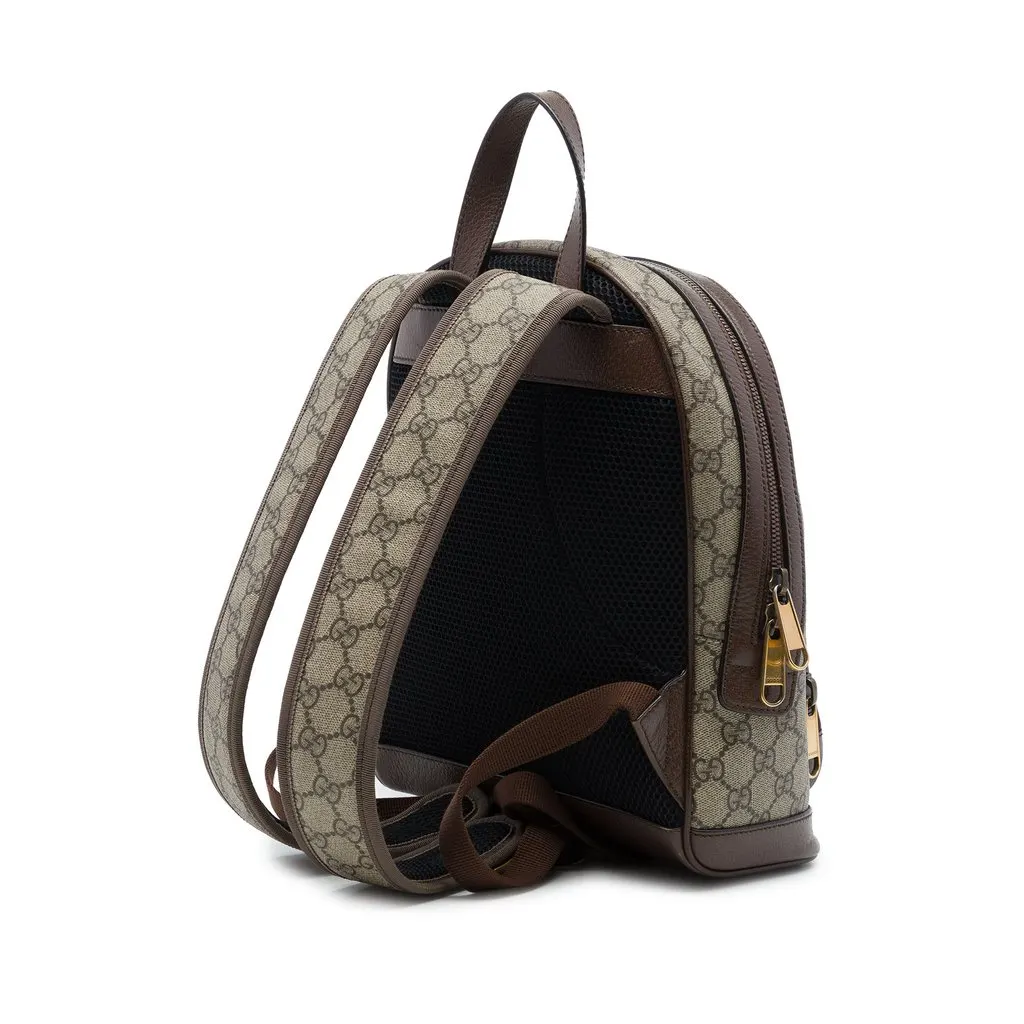 Gucci Small GG Supreme Web Ophidia Backpack Beige Canvas Very good - Back View
