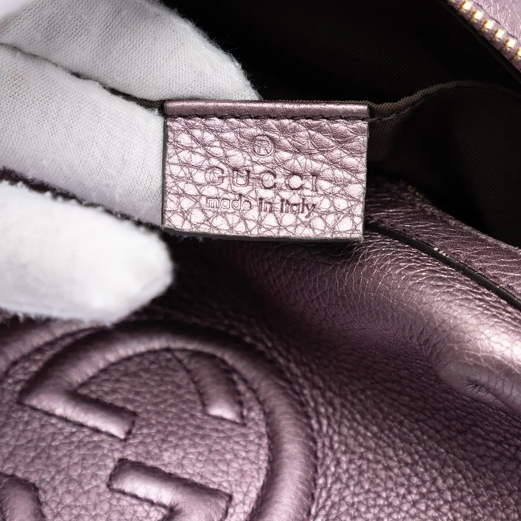 Gucci Metallic Leather Soho Cosmetic Pouch Purple Leather Very good - Box View