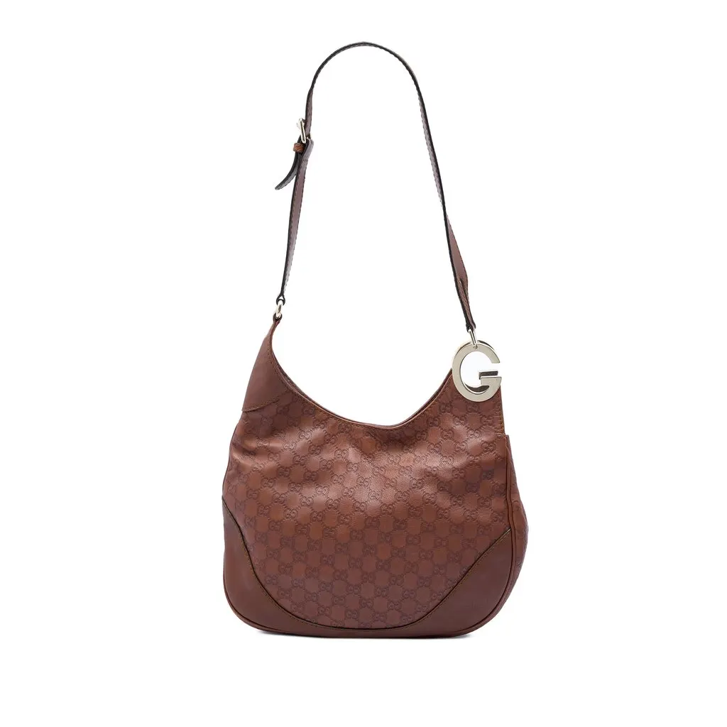 Gucci Guccissima Charlotte Crossbody Brown Leather Very good - Front View