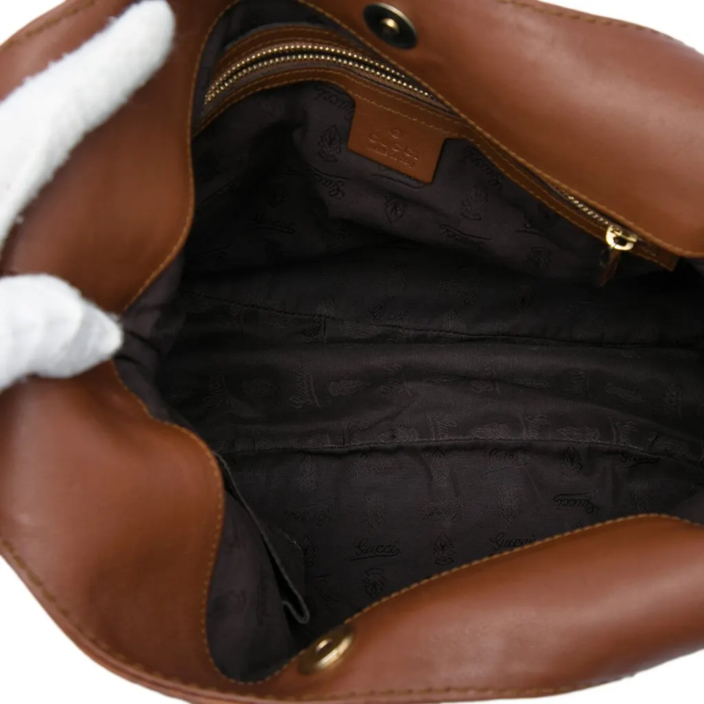 Gucci Guccissima Charlotte Crossbody Brown Leather Very good - Model View