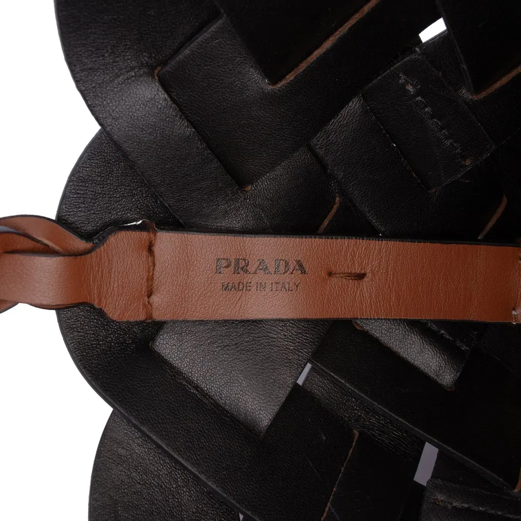 Prada Vitello Intreccio Tress Bucket Bag Brown Leather Very good - Box View
