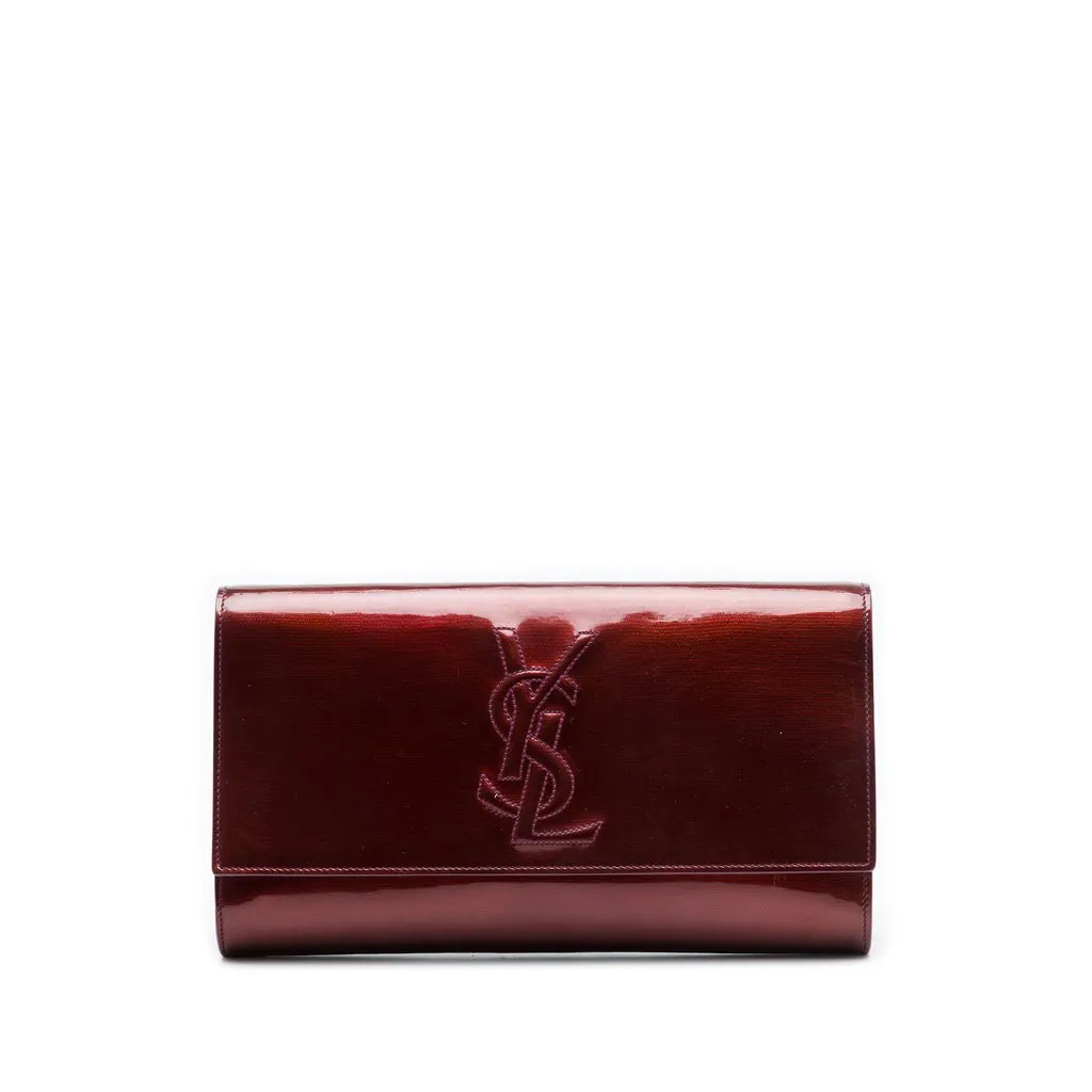 Saint Laurent Large Patent Belle De Jour Clutch Red Leather Very good - Front View