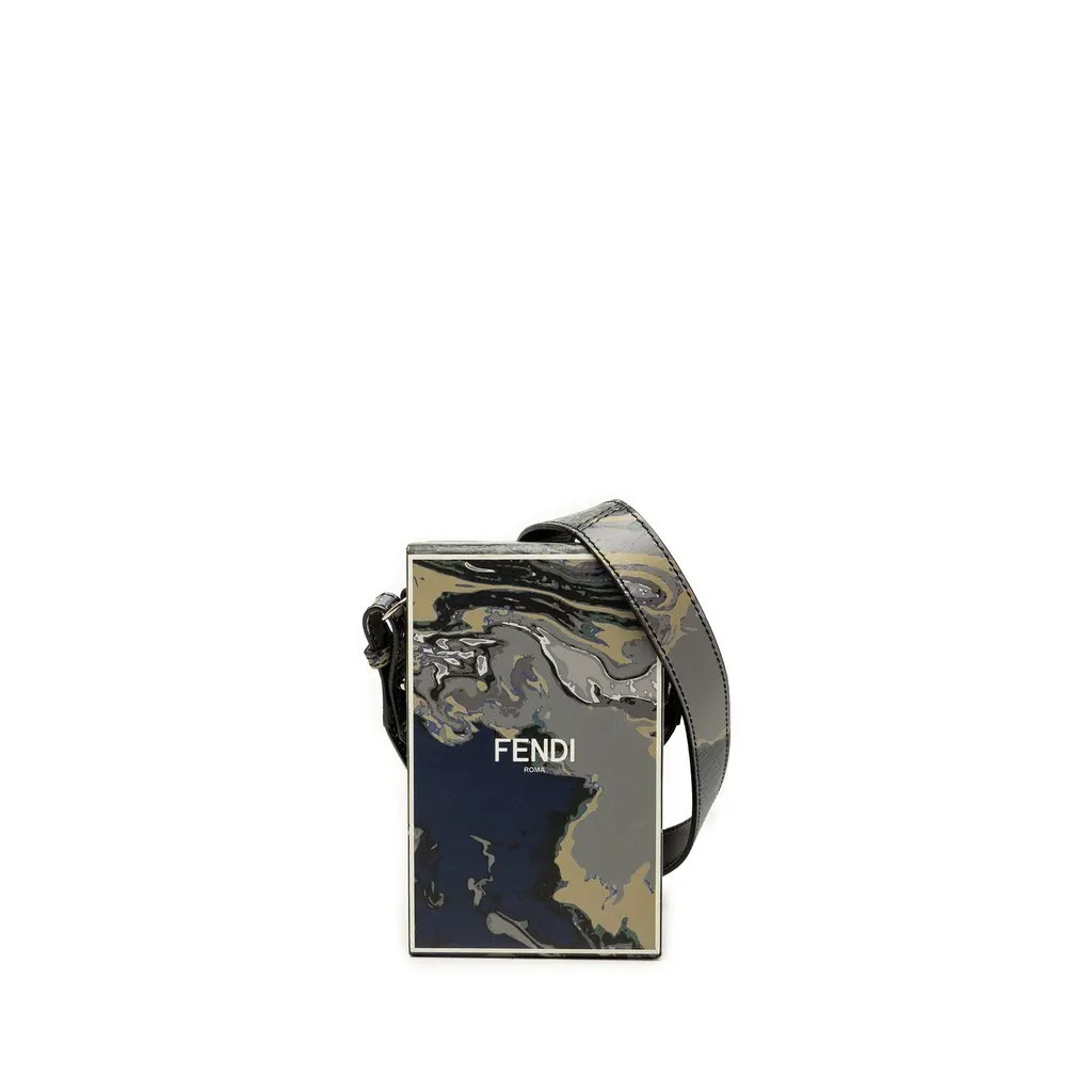 Fendi Smooth Calfskin Marble Print Vertical Box Crossbody MultiColor Leather Very good - Front View