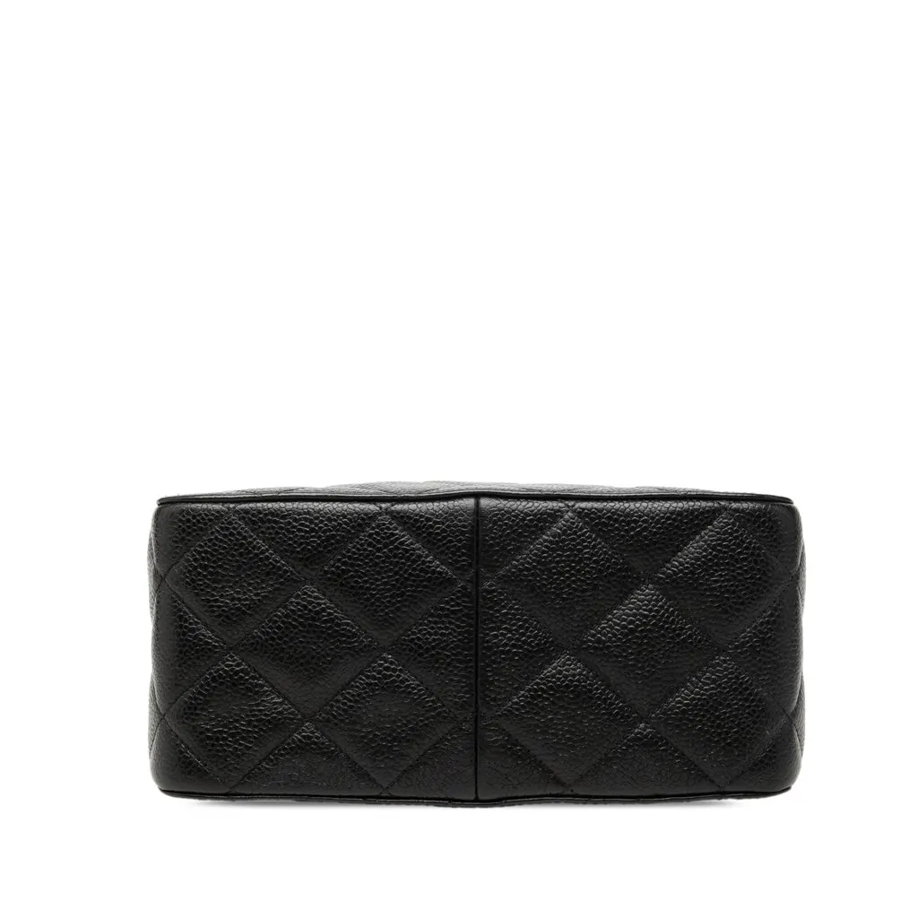 Chanel CC Quilted Caviar Carved Buckle Box Bag Black Leather Very good - Inside View