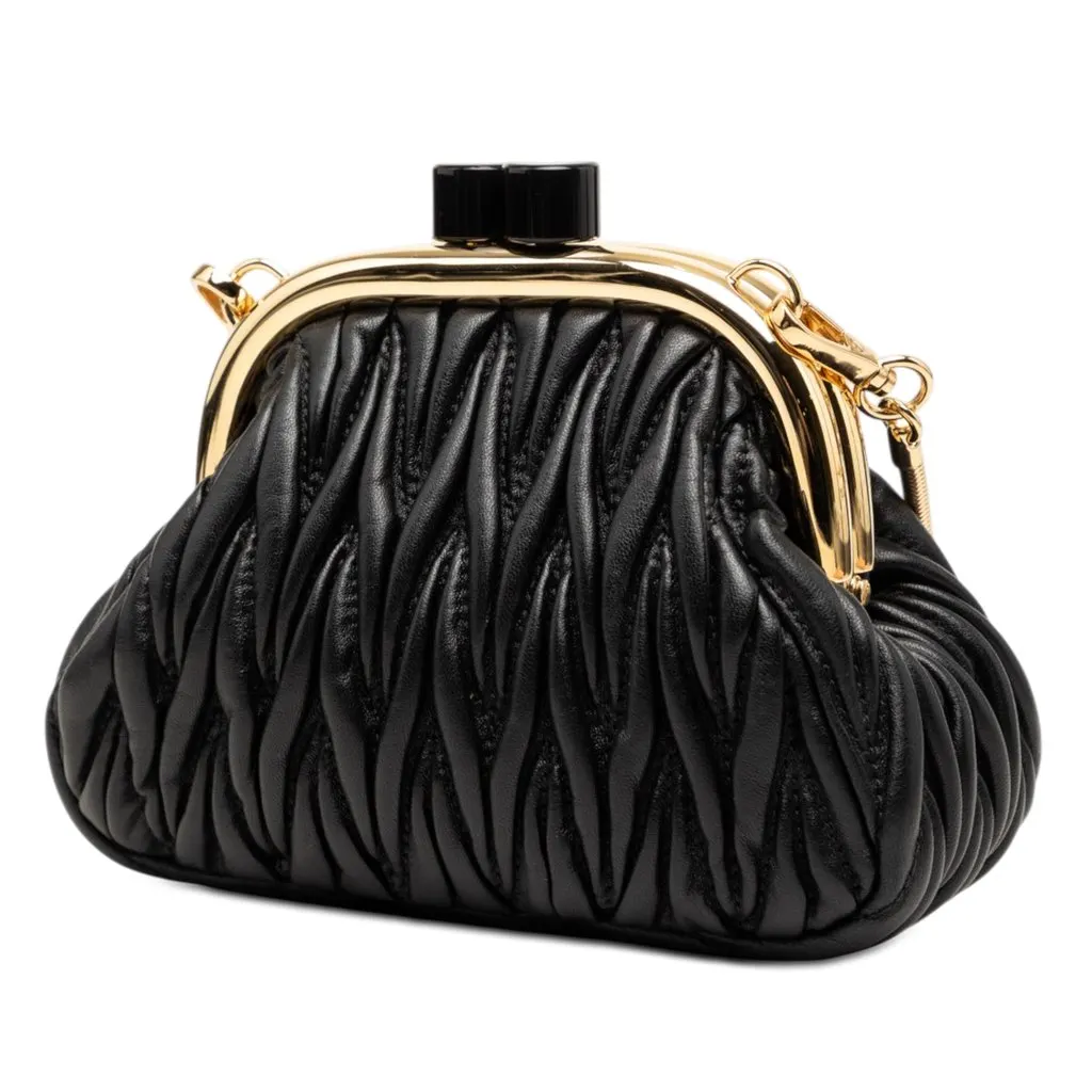 Miu Miu Mini Matelasse Nappa Belle Crossbody Black Leather Very good - Back View