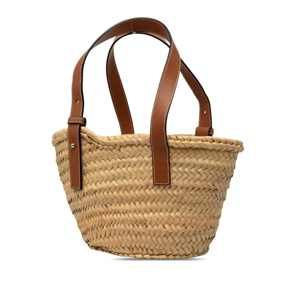 LOEWE Small Raffia Anagram Basket Tote Beige Very good - Back View