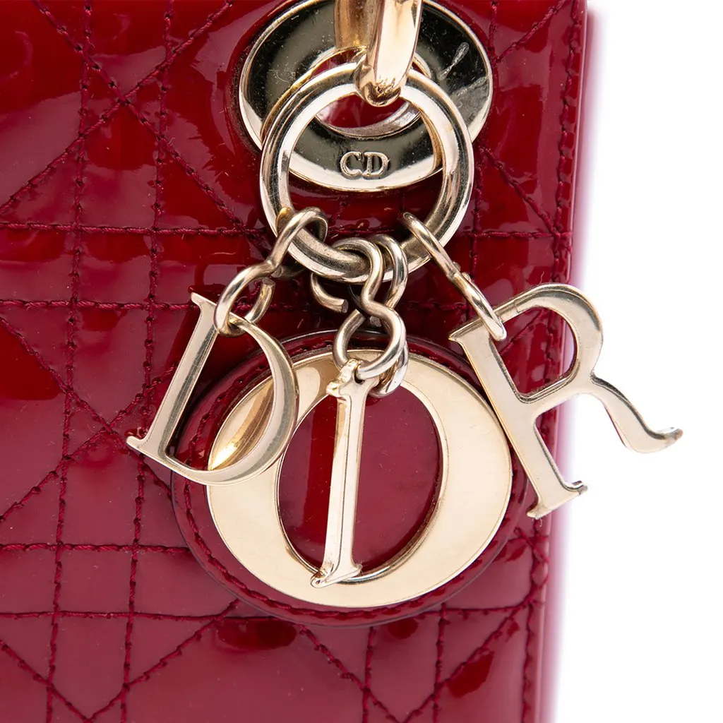 Dior Mini Patent Cannage Lady Dior Red Leather Very good - Back View