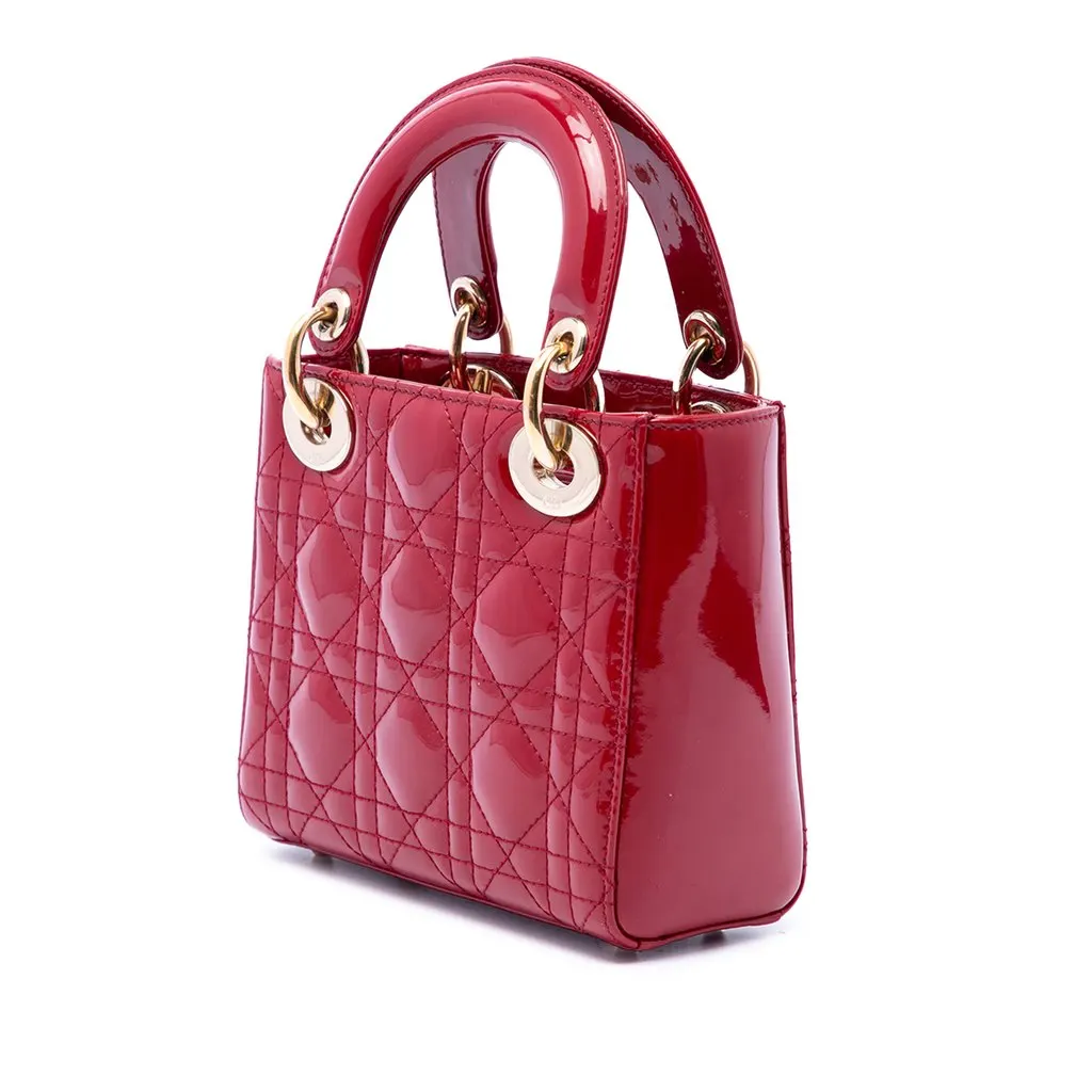 Dior Mini Patent Cannage Lady Dior Red Leather Very good - Inside View