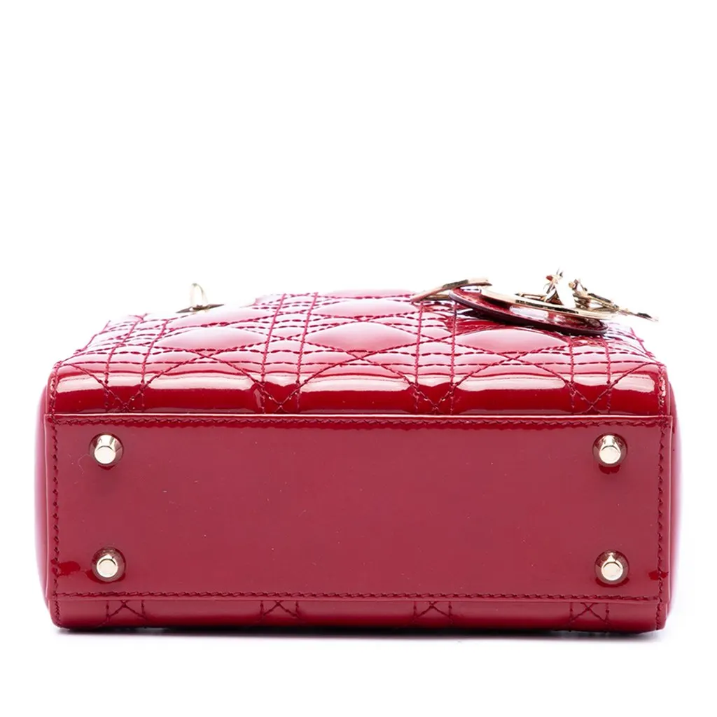 Dior Mini Patent Cannage Lady Dior Red Leather Very good - Model View