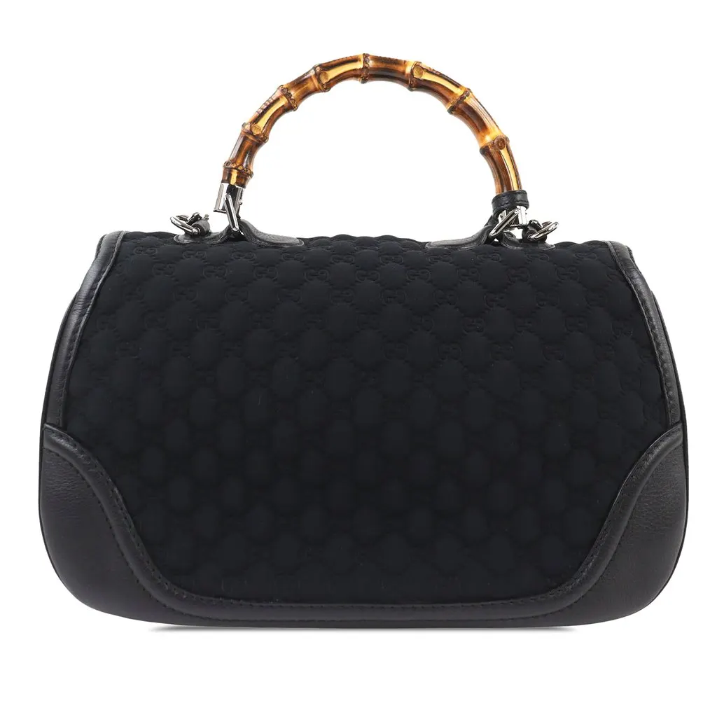 Gucci Large GG Neoprene New Bamboo Top Handle Bag Black Very good - Back View
