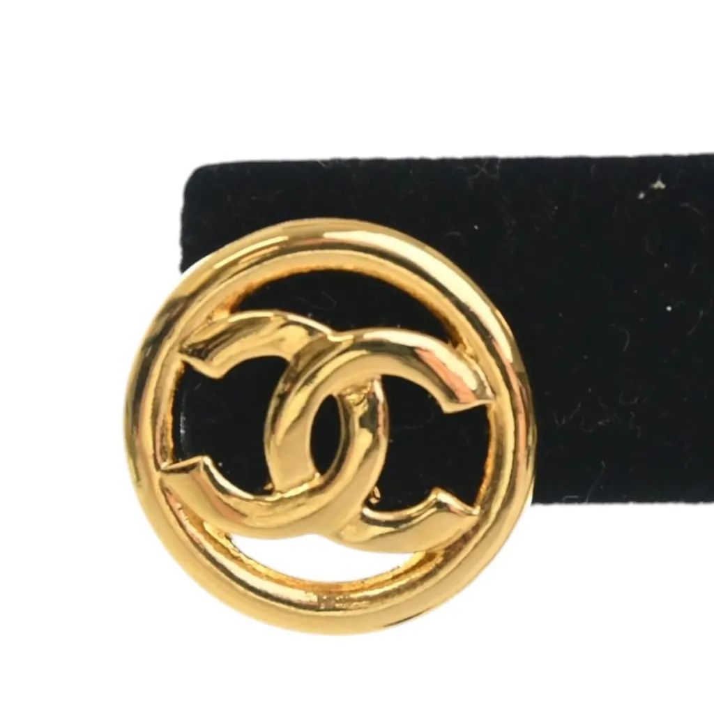 Chanel CC Gold Plated Round Push Back Earrings Gold Metal Very good - Inside View