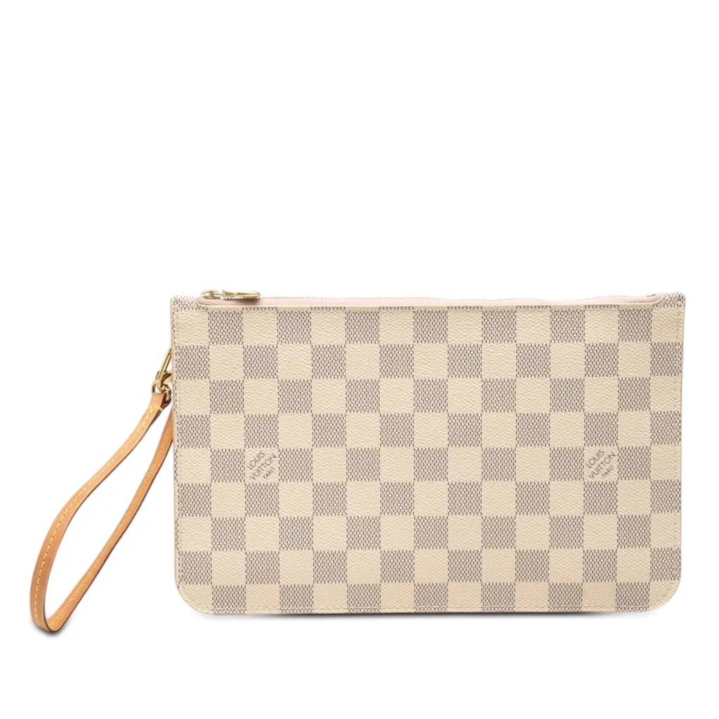 Louis Vuitton Damier Azur Neverfull Pouch MM White Very good - Front View