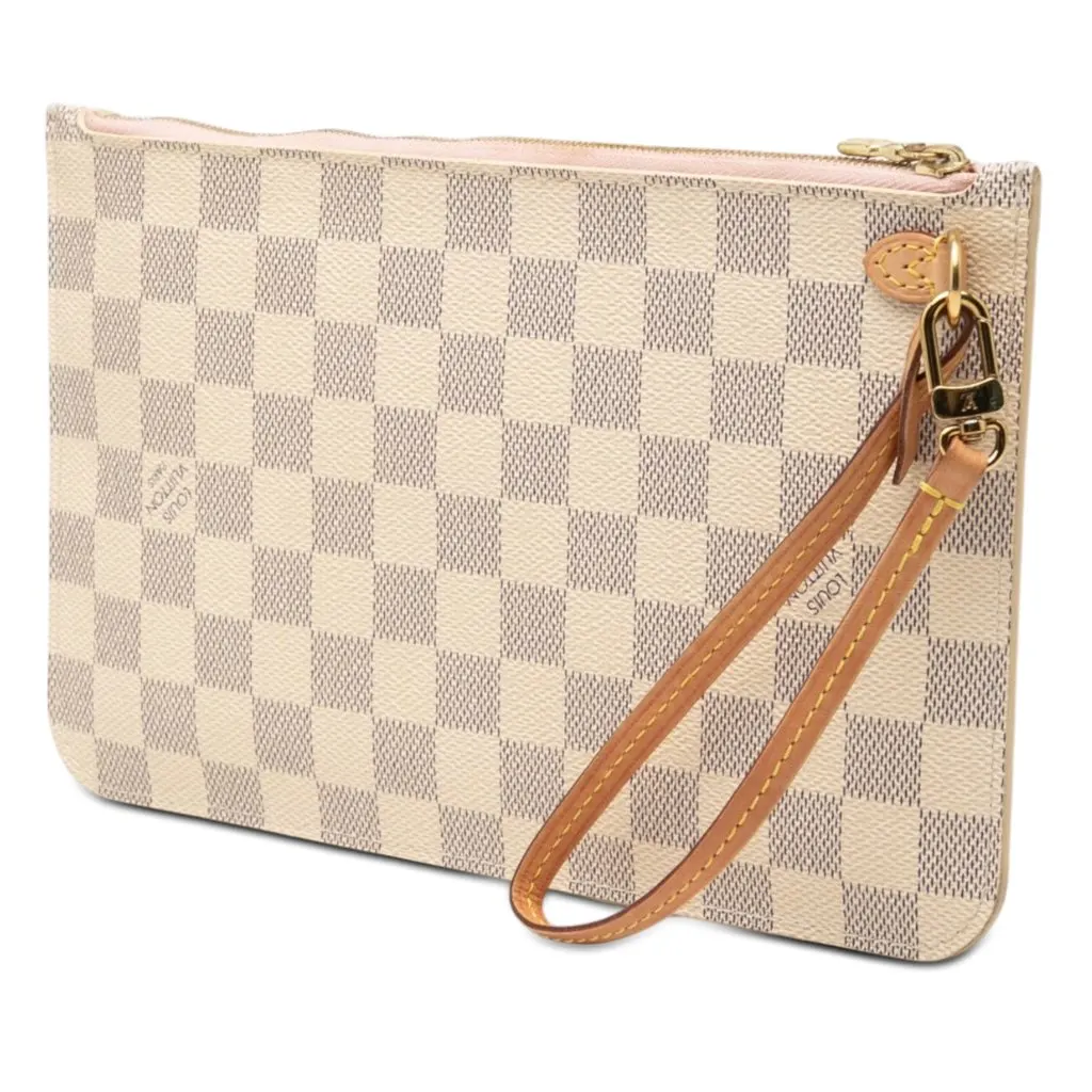 Louis Vuitton Damier Azur Neverfull Pouch MM White Very good - Back View