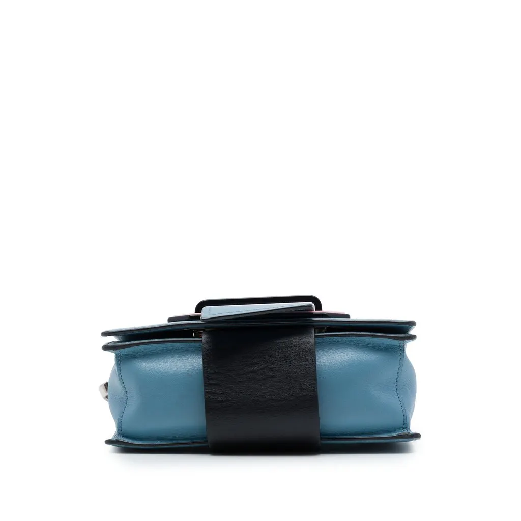 Prada City Calf Plex Ribbon Crossbody Blue Leather Very good - Inside View