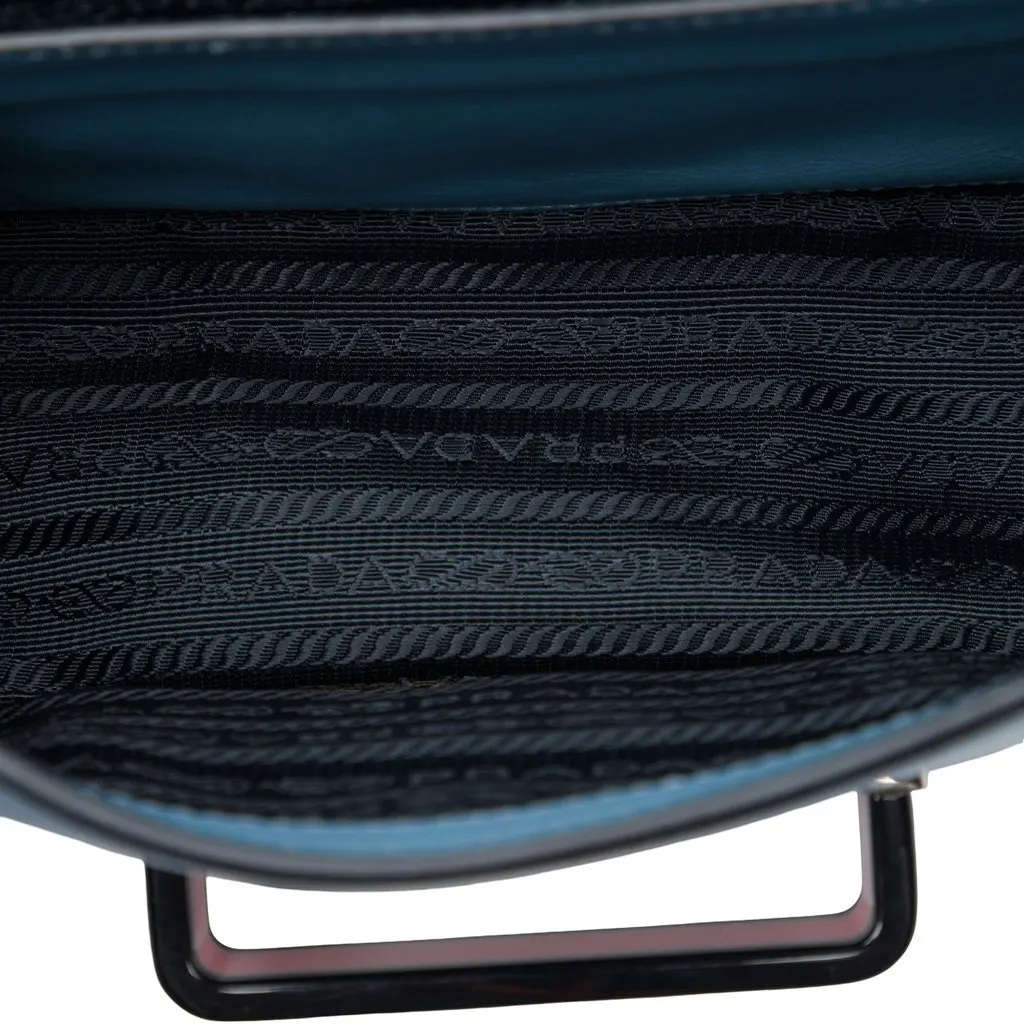 Prada City Calf Plex Ribbon Crossbody Blue Leather Very good - Model View
