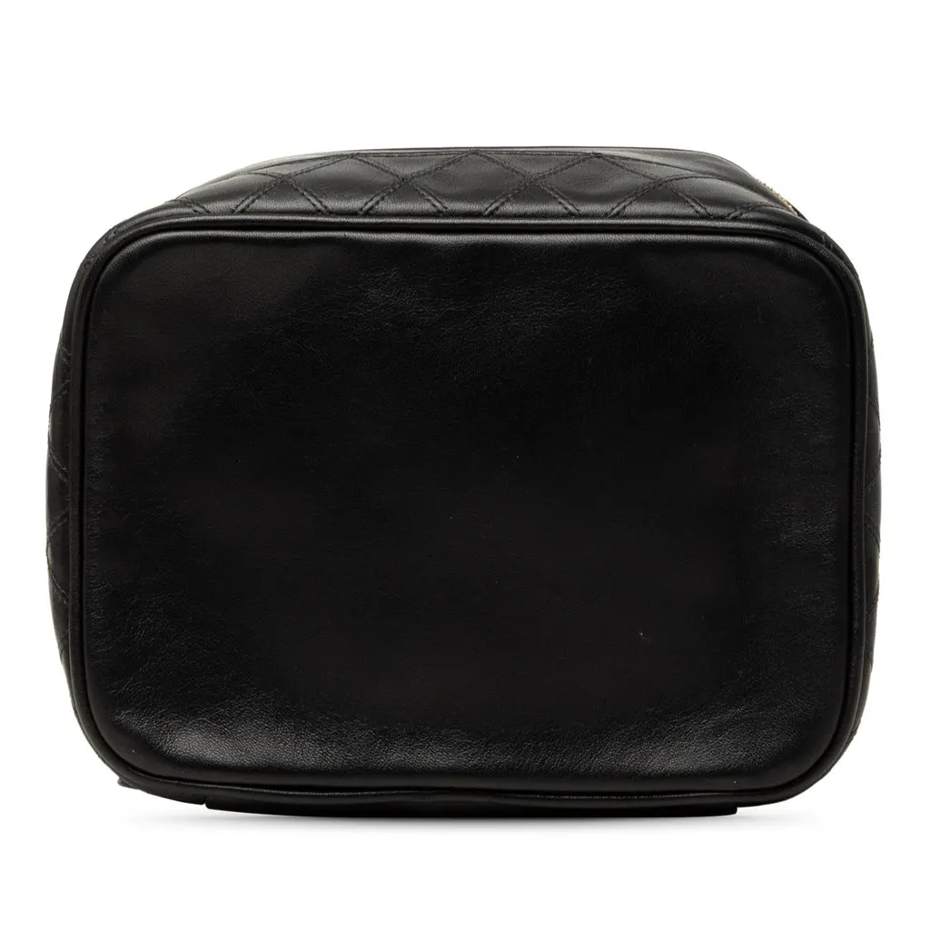 Chanel CC Quilted Lambskin Vanity Bag Black Leather Very good - Inside View