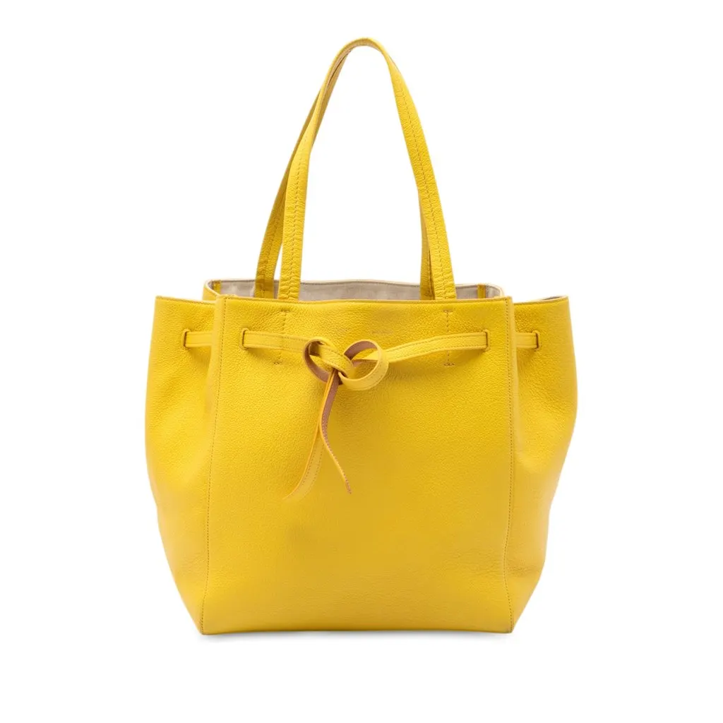 Celine Small Grained Calfskin Phantom Cabas Tote Yellow Leather Very good - Front View