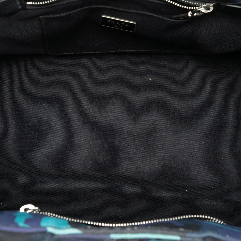 Prada Canvas Canapa Logo Camouflage Satchel Blue Very good - Model View
