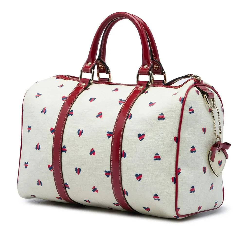 Gucci Medium GG Supreme Hearts Joy Boston Bag White Canvas Very good - Back View