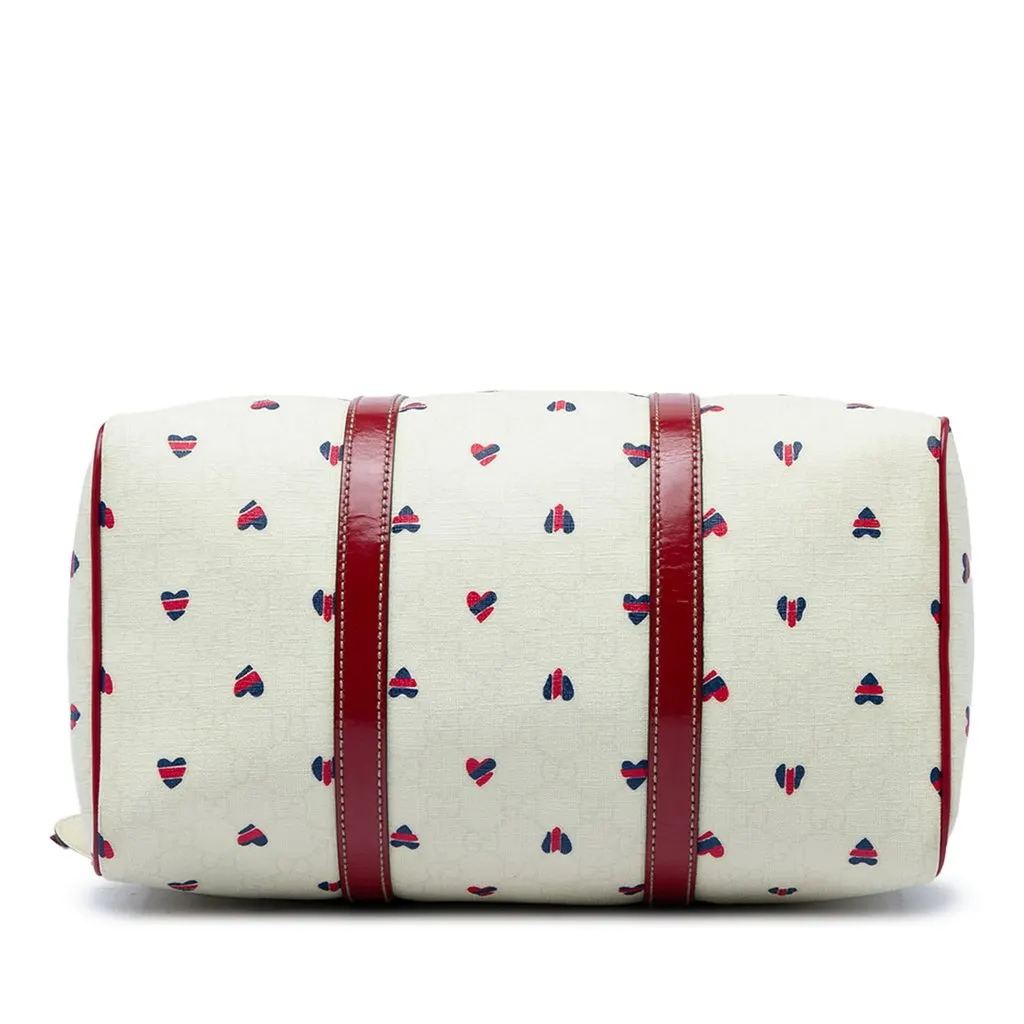 Gucci Medium GG Supreme Hearts Joy Boston Bag White Canvas Very good - Inside View