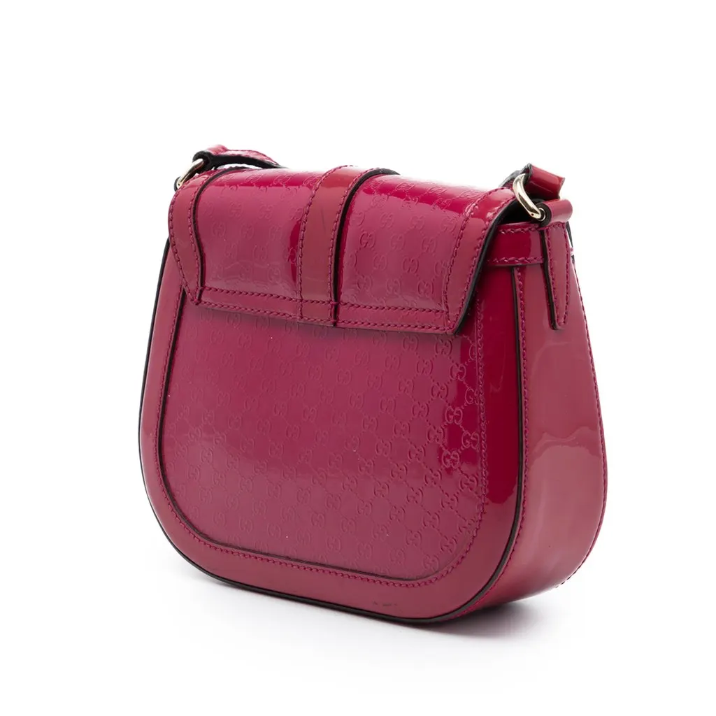 Gucci Small Microguccissima Patent Stirrup Crossbody Pink Leather Good - Back View