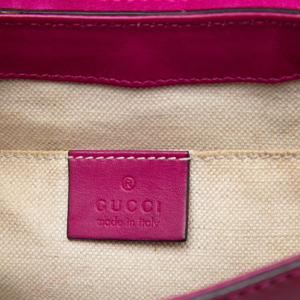 Gucci Small Microguccissima Patent Stirrup Crossbody Pink Leather Good - Box View