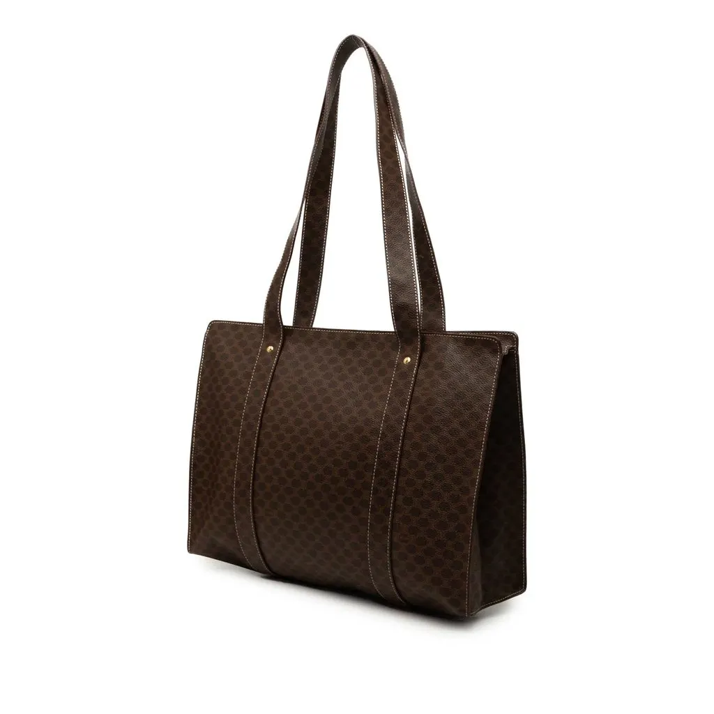 Celine Macadam Coated Canvas Tote Brown Canvas Good - Back View