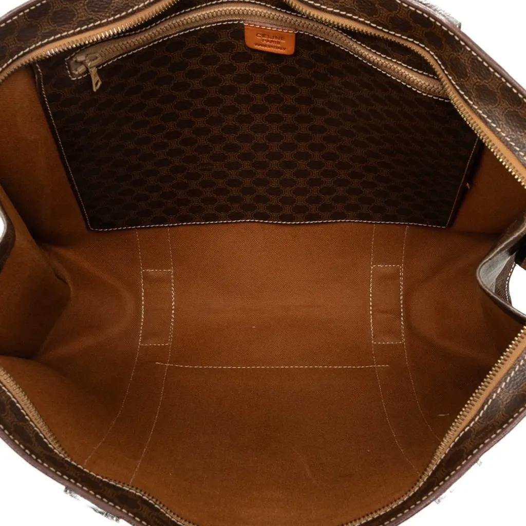 Celine Macadam Coated Canvas Tote Brown Canvas Good - Model View