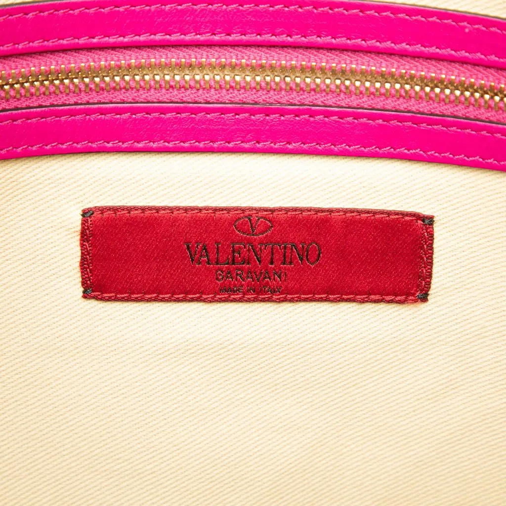 Valentino Large Leather Rockstud Clutch Pink Leather Very good - Box View