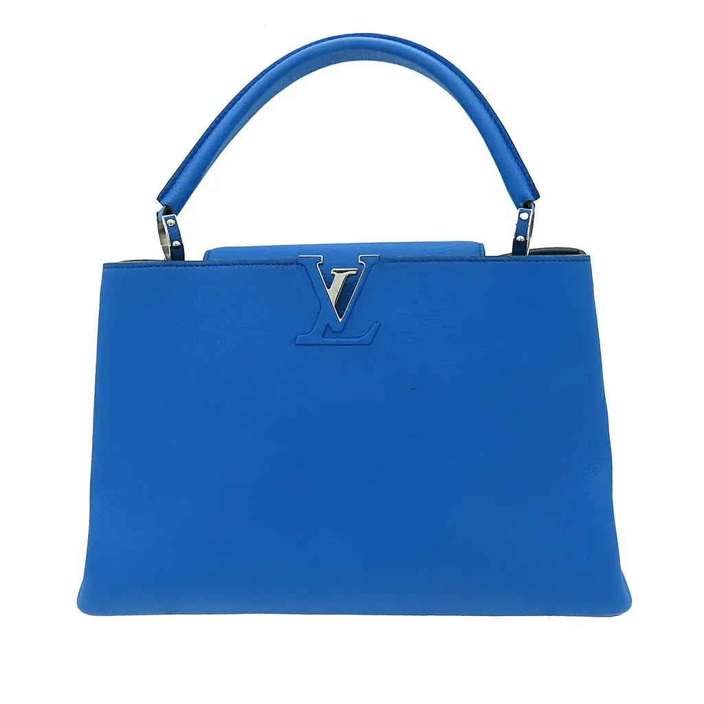 Louis Vuitton Taurillon Capucines GM Blue Leather Very good - Front View