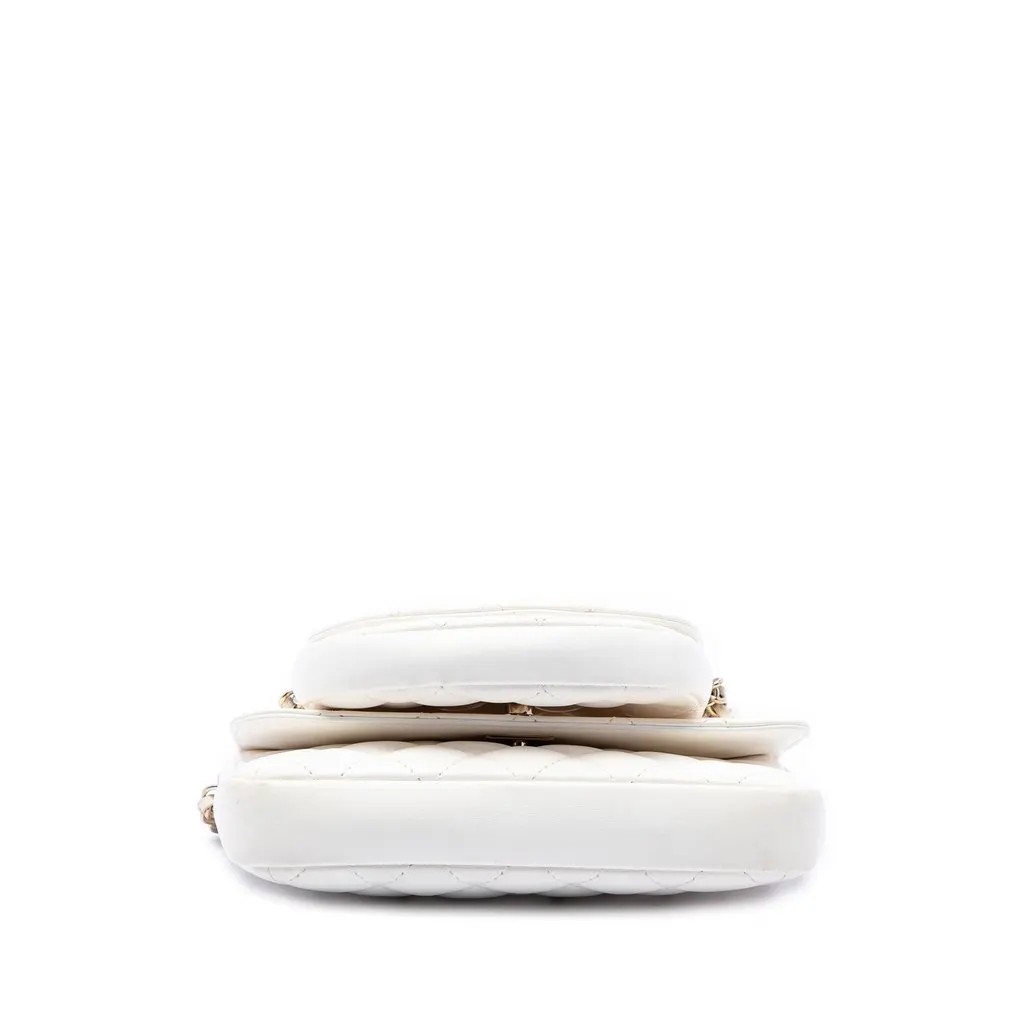 Chanel Quilted Lambskin Side Packs Flap White Leather Very good - Inside View